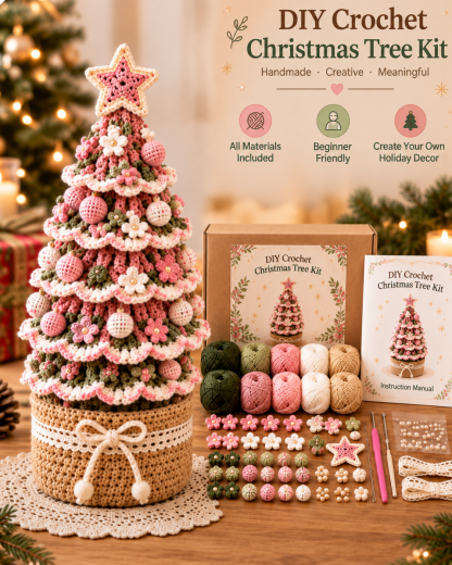 DIY Crochet Christmas Tree Kit – Handmade Holiday Decoration Craft Set