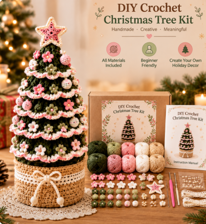 DIY Crochet Christmas Tree Kit – Handmade Holiday Decoration Craft Set