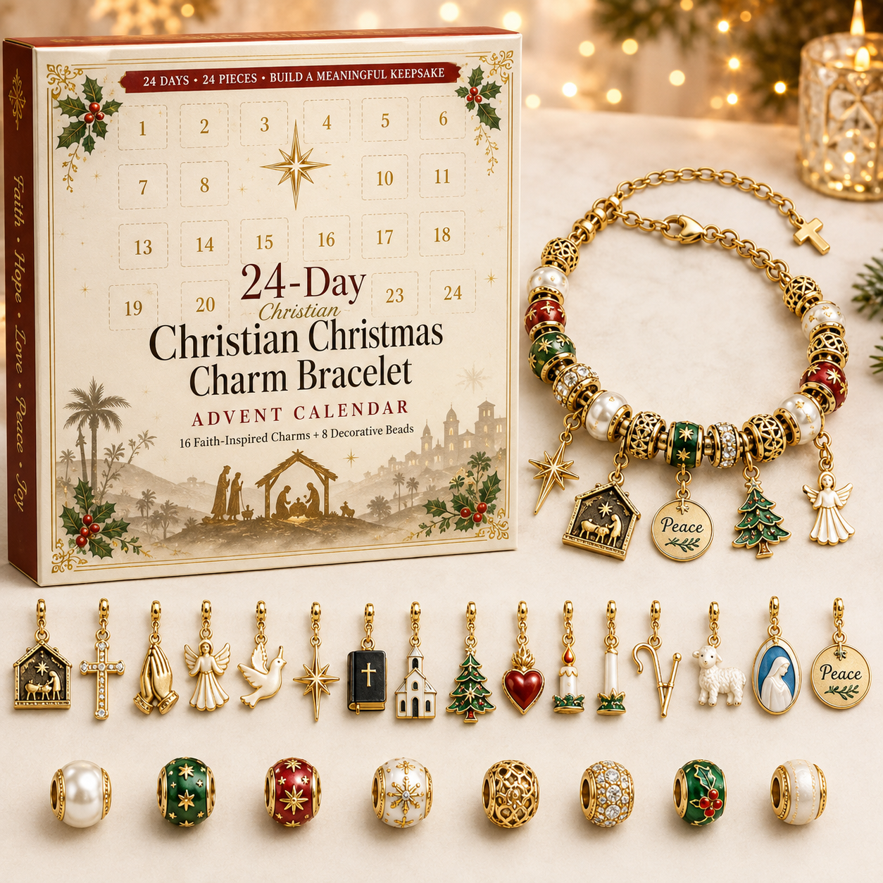 🎁Buy 2 Free Shipping-✨ 24-Day Meaningful Charm Bracelet Advent Calendar Collection