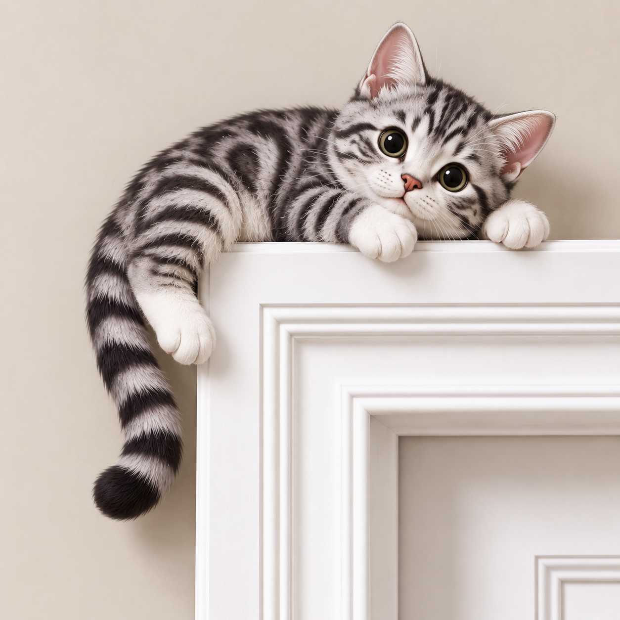 🐾 Tiny Cat Waiting At Your Door – A Cozy Little Friend For Your Home