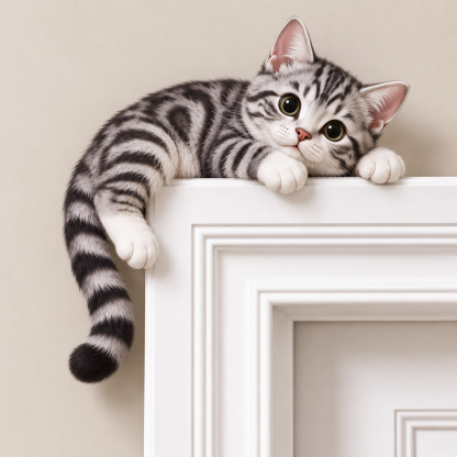 🐾 Tiny Cat Waiting At Your Door – A Cozy Little Friend For Your Home
