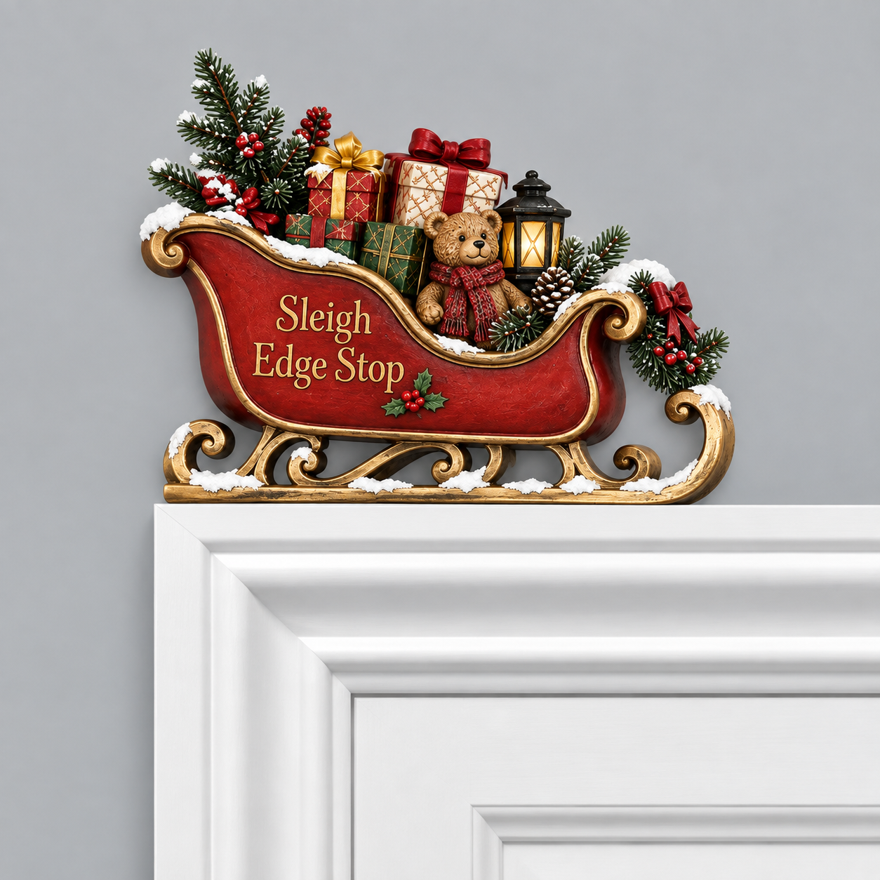 🎄 Christmas Door Frame Story Decor – Santa, Reindeer, Elf & Sleigh Holiday Topper Collection