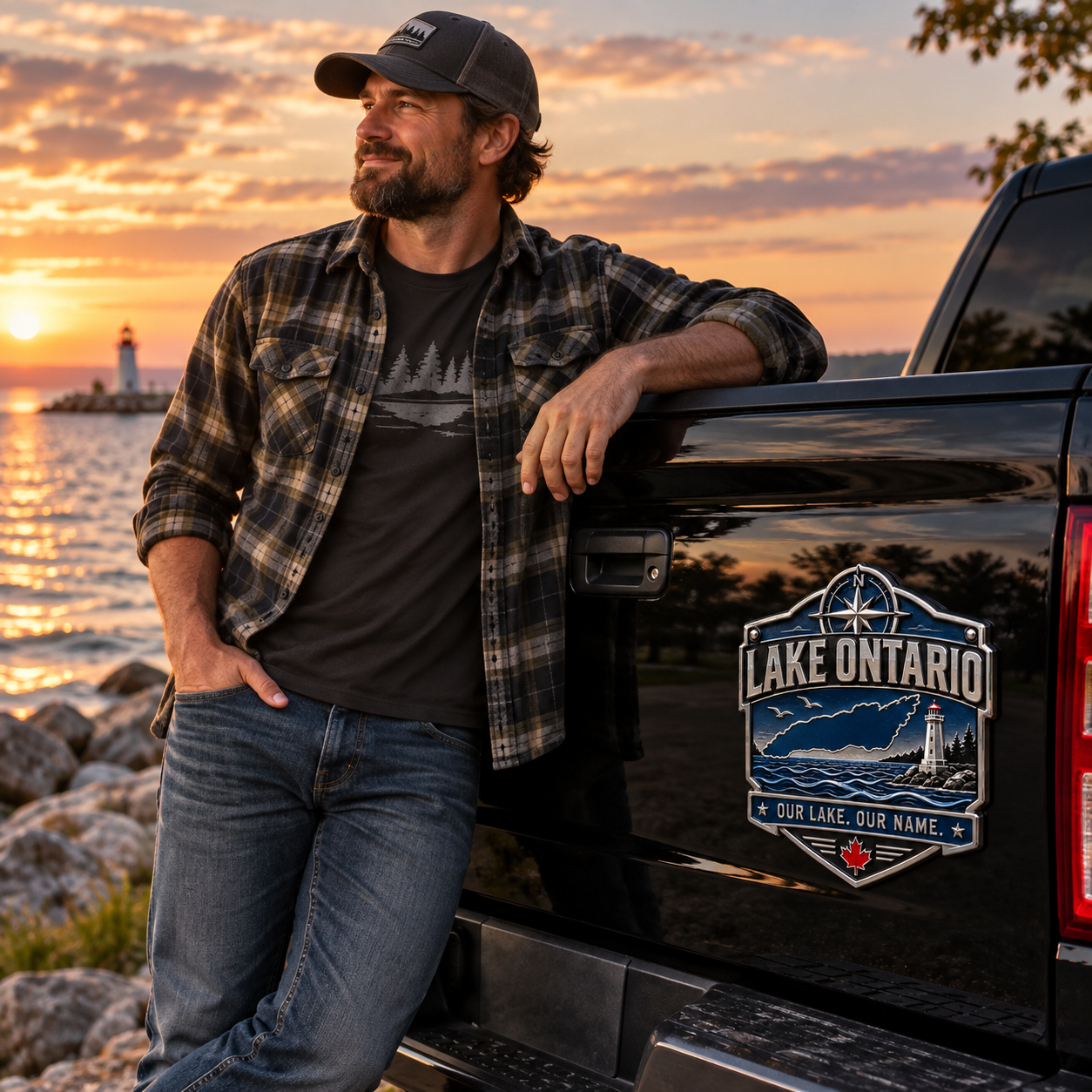 🎁Buy 2 Free Shipping-🗺️ Lake Ontario “Our Lake. Our Name.” Metal Car Badge