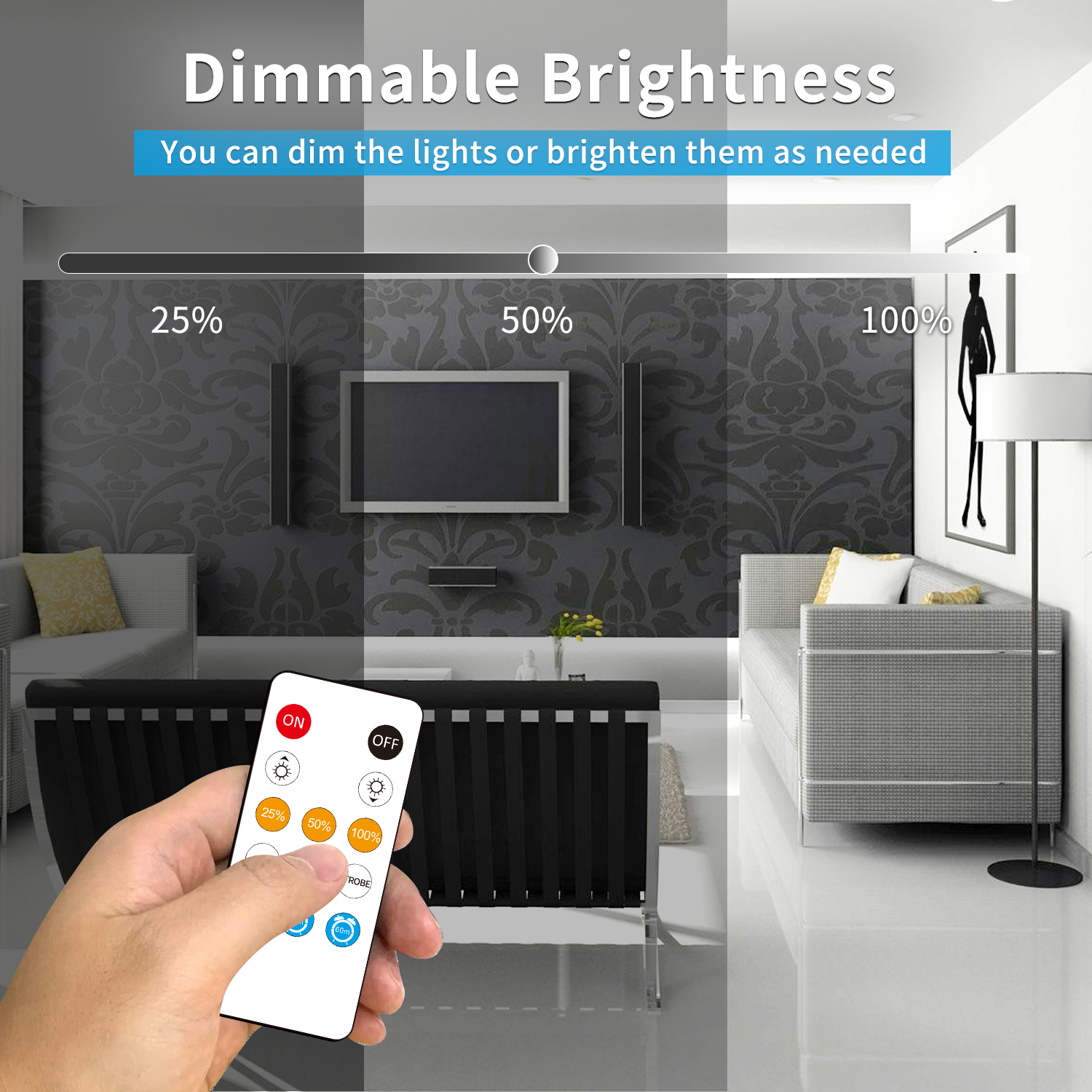 COB LED Strip Light DC 24V Adjustable Light Warm White Flexible LED Rope Light For Bedroom, With Remote Control And Application Control LED Strip For Living Room, Shelves, Cabinets