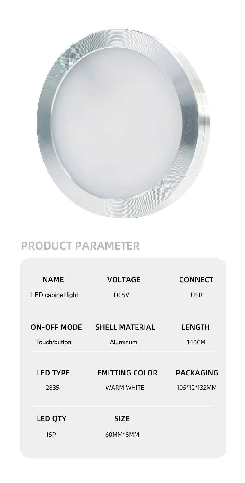 High Quality 5V USB LED Puck Lights | Touch Control Small Round LED Lights for 3D Printed Models, Cabinet, RV & Closet