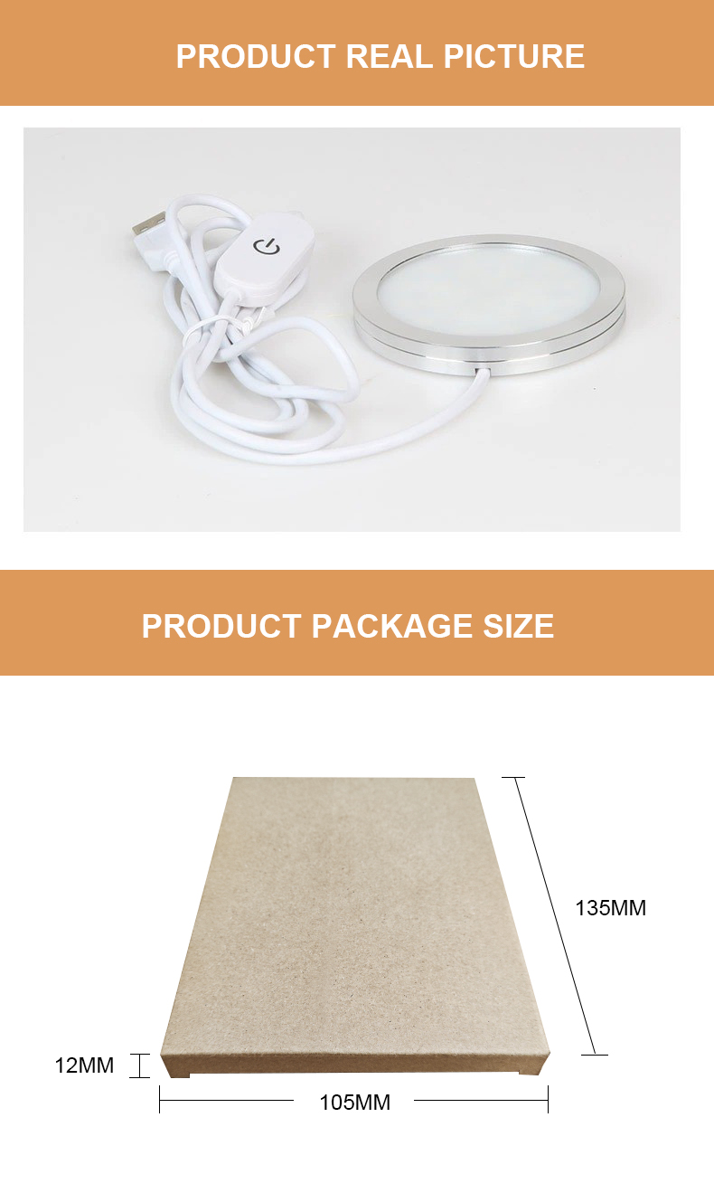 High Quality 5V USB LED Puck Lights | Touch Control Small Round LED Lights for 3D Printed Models, Cabinet, RV & Closet