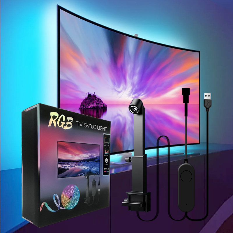 Bluetooth sensor captures TV screen, synchronizes with intelligent remote control, RGB iridescent LED ambient light strip