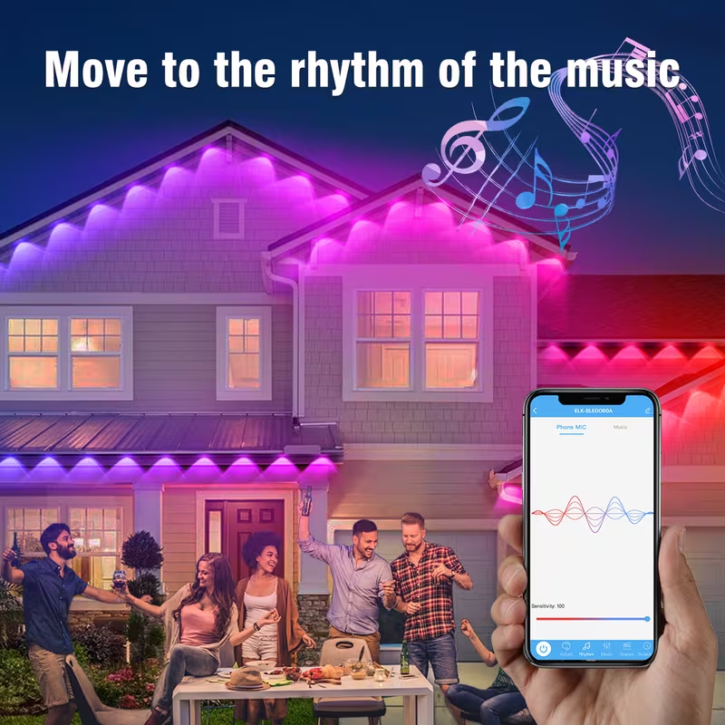 Eave Light String Colorful Atmosphere Light LED Small Light String Colorful Light String RGB Courtyard Light Intelligent Eave Courtyard Light
