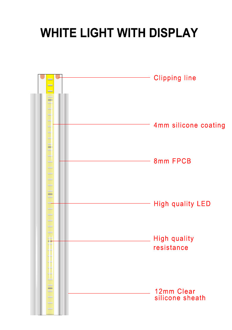 High Voltage 220v High Quality Warm White and White Led Strip Lights High Brightness Cob Led Strip Lights High Waterproof IP67