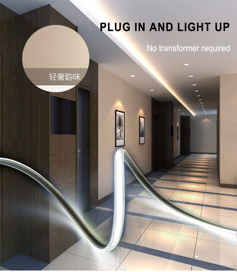High Voltage 220v High Quality Warm White and White Led Strip Lights High Brightness Cob Led Strip Lights High Waterproof IP67
