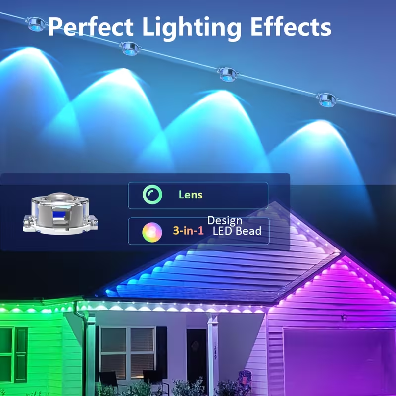 Eave Light String Colorful Atmosphere Light LED Small Light String Colorful Light String RGB Courtyard Light Intelligent Eave Courtyard Light