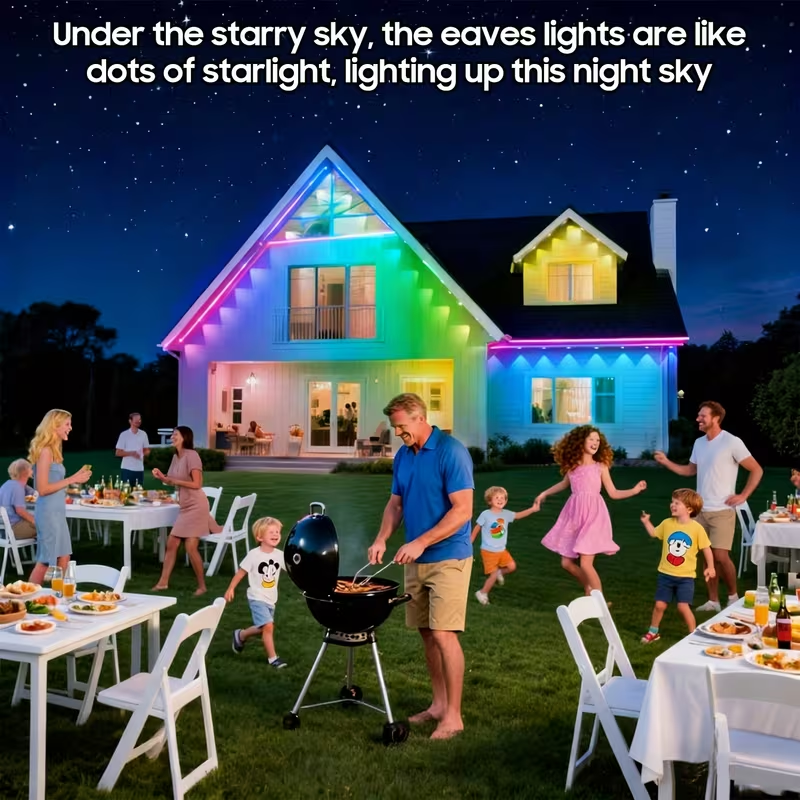 Eave Light String Colorful Atmosphere Light LED Small Light String Colorful Light String RGB Courtyard Light Intelligent Eave Courtyard Light