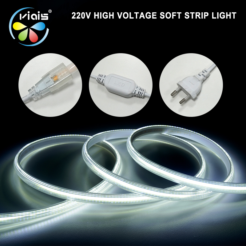 High Voltage 220v High Quality Warm White and White Led Strip Lights High Brightness Cob Led Strip Lights High Waterproof IP67
