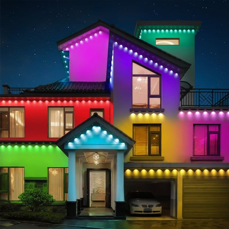 Eave Light String Colorful Atmosphere Light LED Small Light String Colorful Light String RGB Courtyard Light Intelligent Eave Courtyard Light