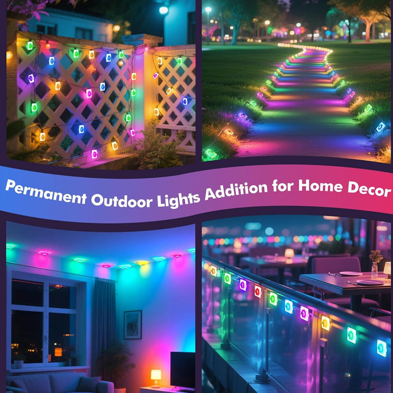 Eave Light String Colorful Atmosphere Light LED Small Light String Colorful Light String RGB Courtyard Light Intelligent Eave Courtyard Light