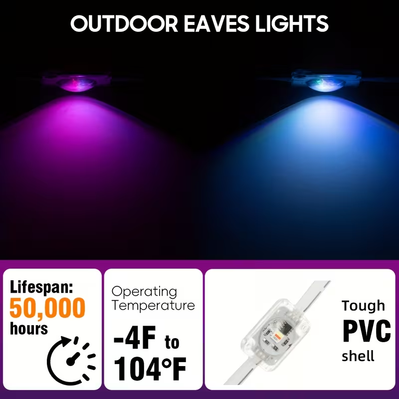 Eave Light String Colorful Atmosphere Light LED Small Light String Colorful Light String RGB Courtyard Light Intelligent Eave Courtyard Light
