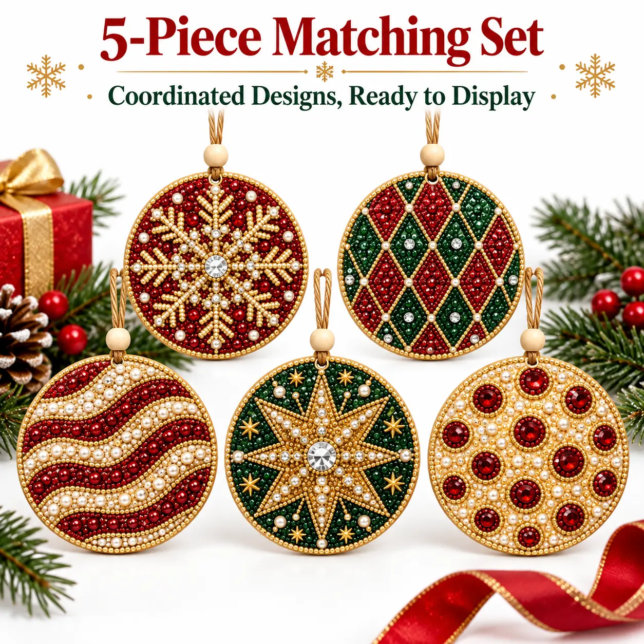 DIY Christmas Wooden Diamond Painting Ornaments