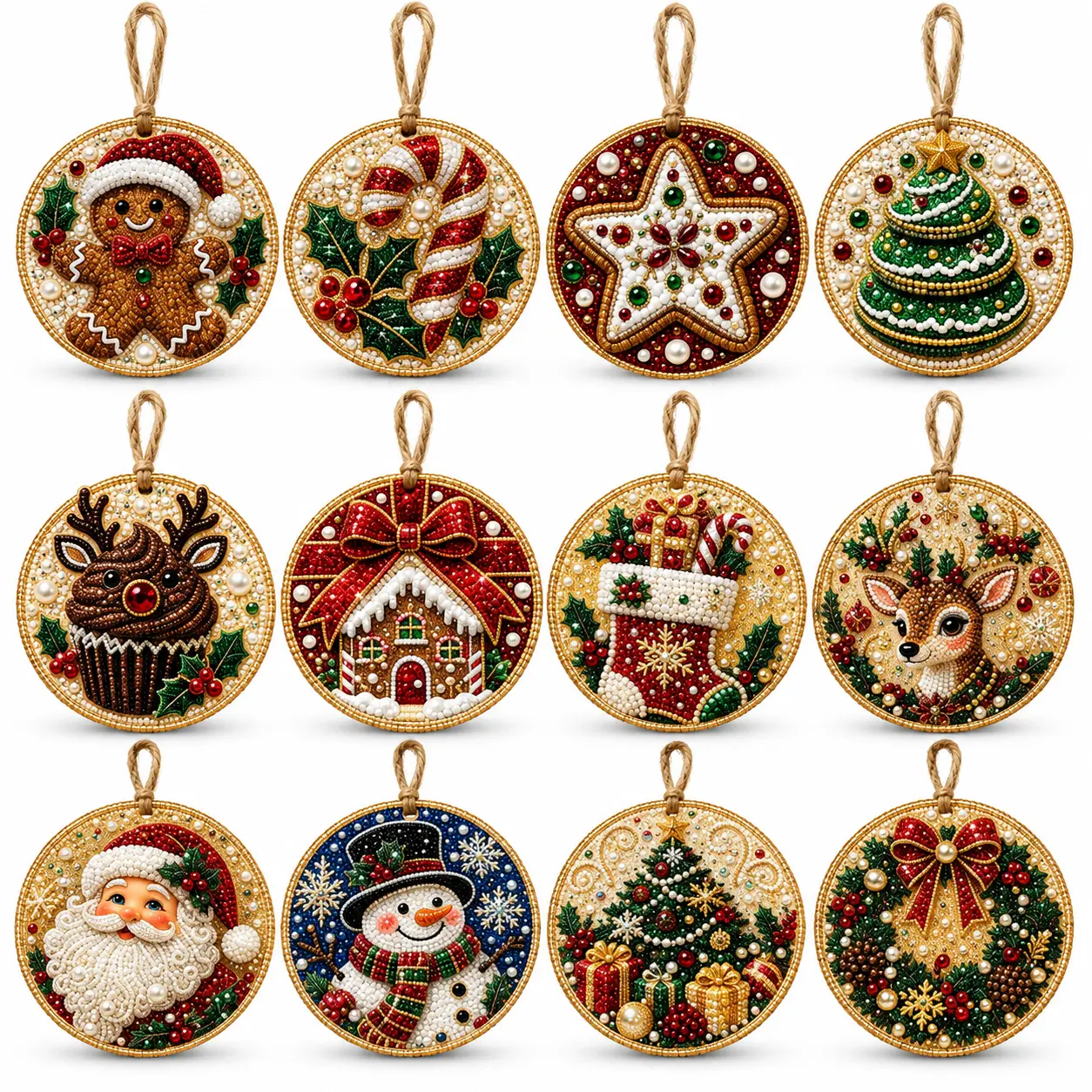 DIY Christmas Wooden Diamond Painting Ornaments