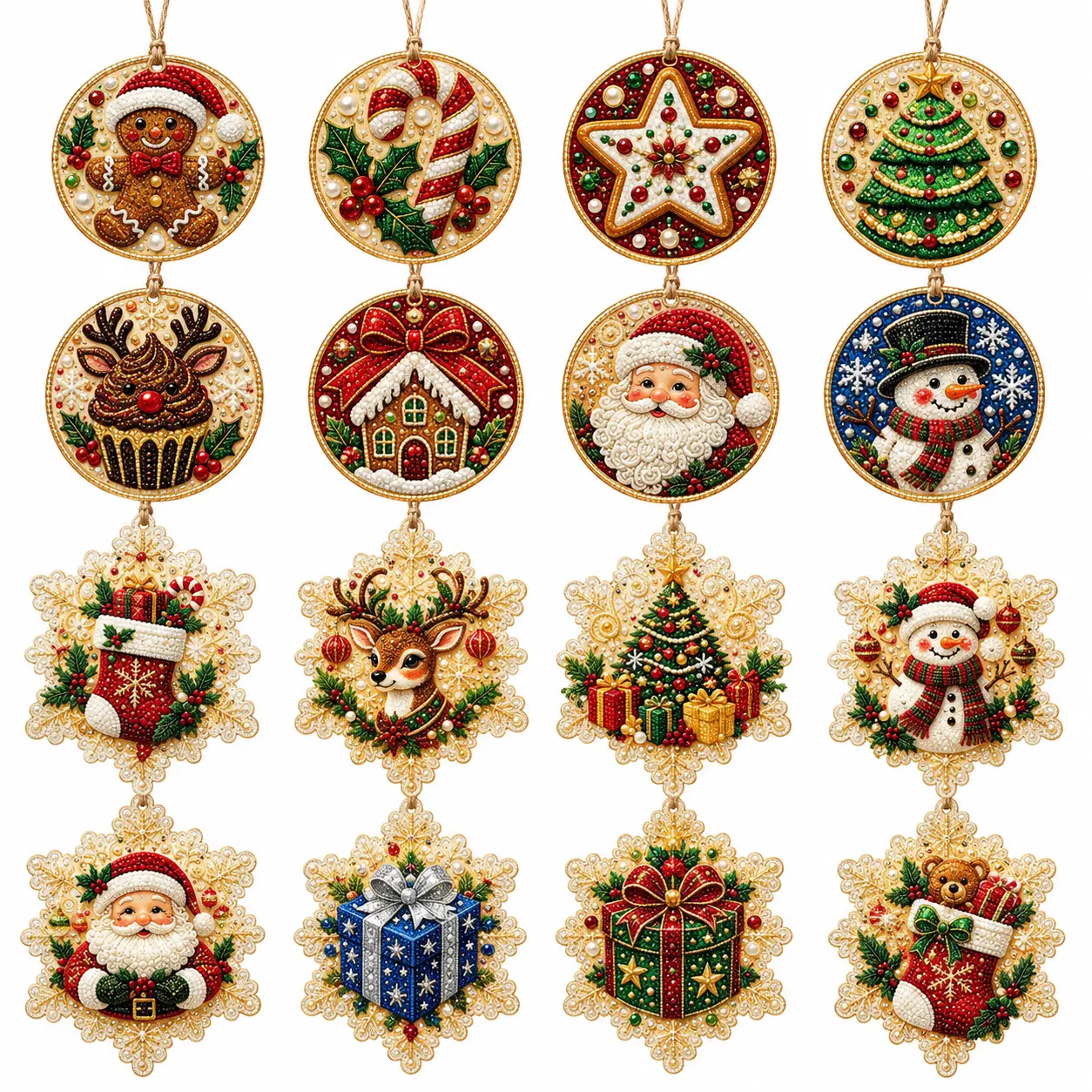 DIY Christmas Wooden Diamond Painting Ornaments