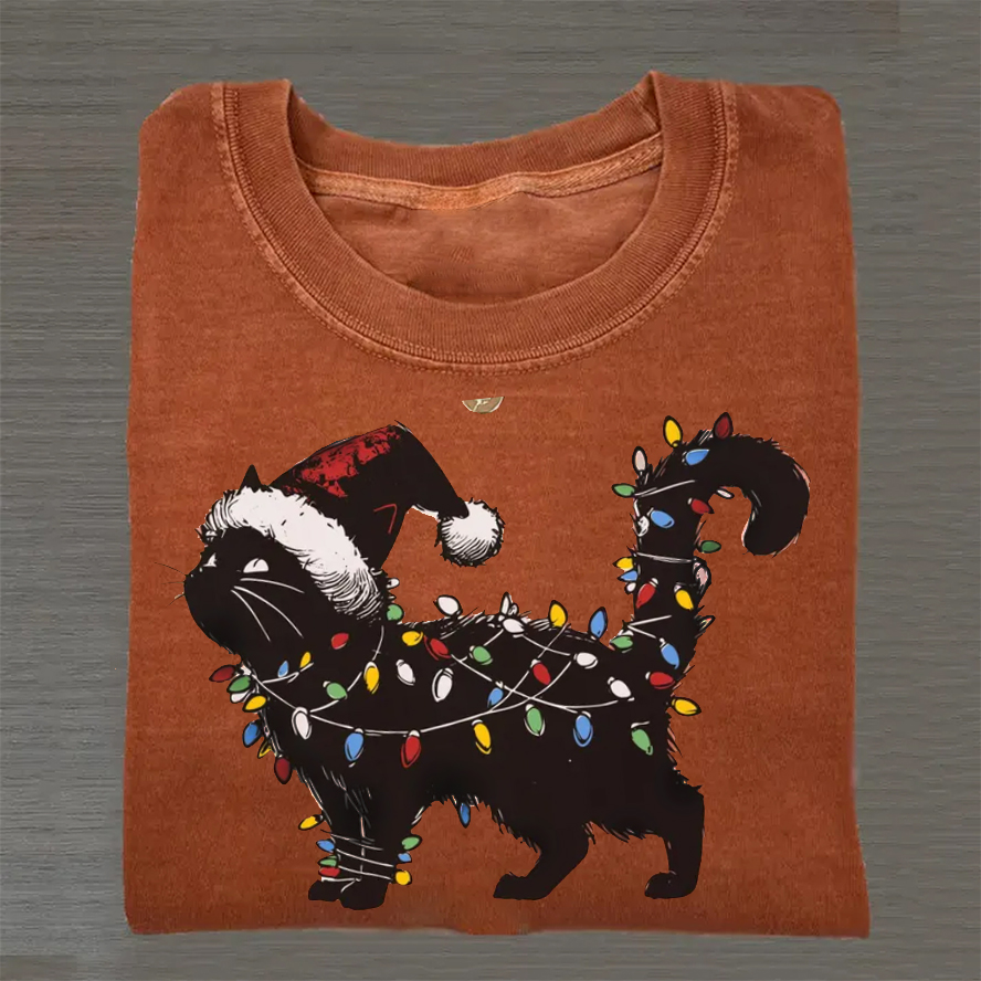 Cute Cat Christmas T-shirt-Teevibe
