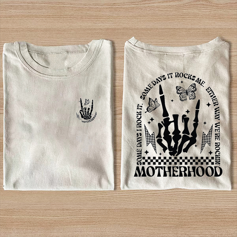 Motherhood Rock Skeleton T-shirt-Teevibe