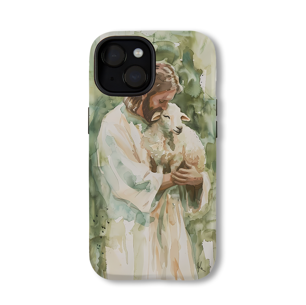 Jesus And Lamb Oil Painting Christian Phone Case-Teevibe
