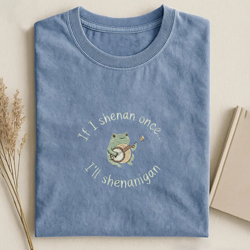 If I Shenan Once I'll Shenanigan Embroidered T-shirt-Teevibe