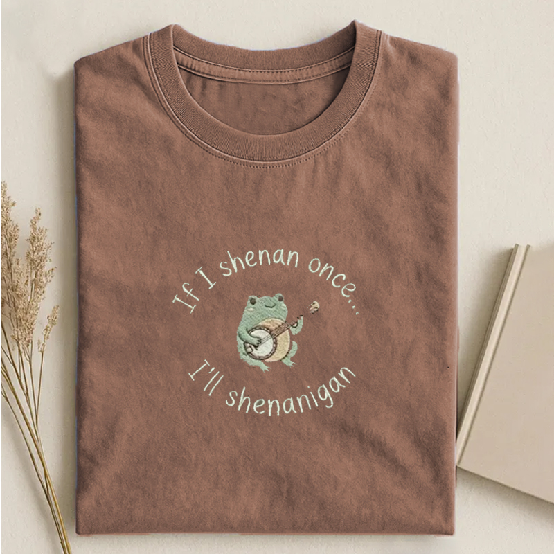 If I Shenan Once I'll Shenanigan Embroidered T-shirt-Teevibe