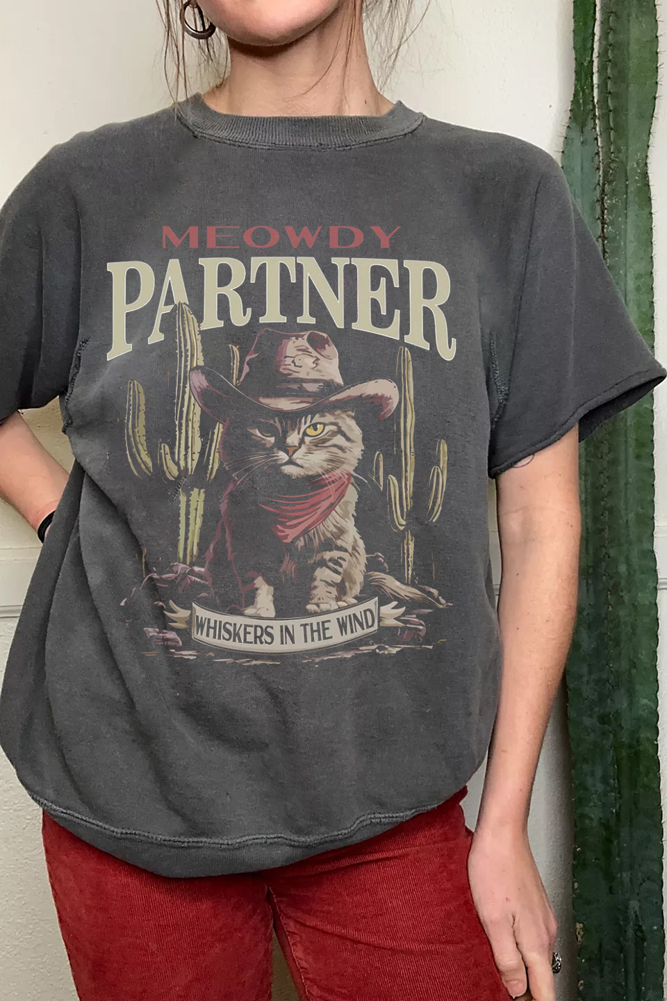Meowdy Partner Cowboy Cat T-Shirt-Teevibe