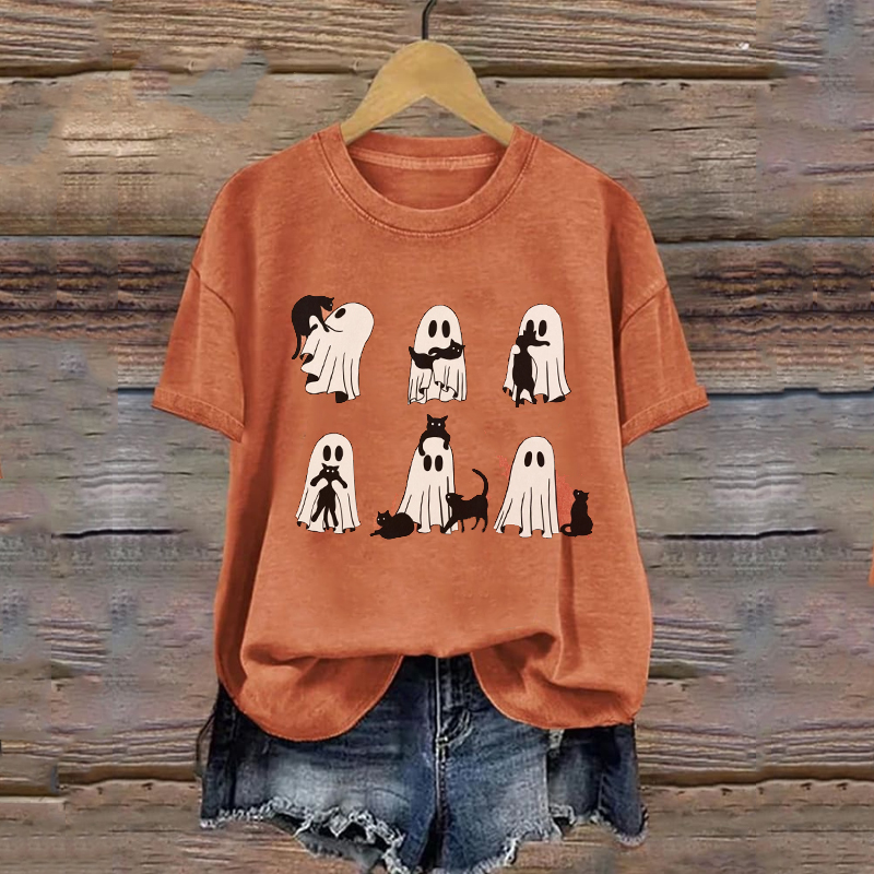 Cat Ghost T-Shirt-Teevibe