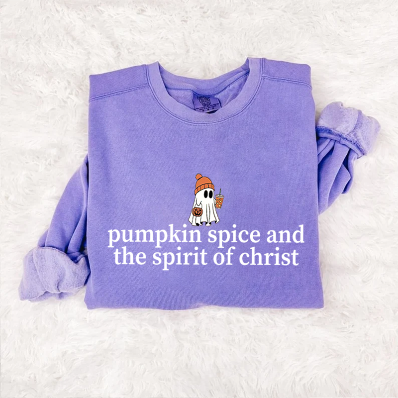 Cute Ghost Pumpkin Spice Coffee Sweatshirt-Teevibe
