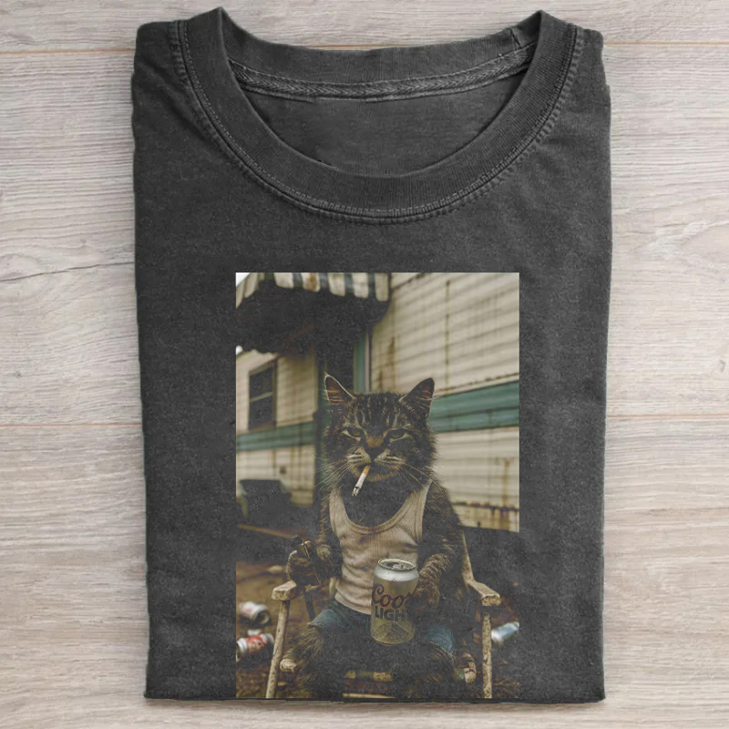 Funny Cat Smoking T-shirt-Teevibe