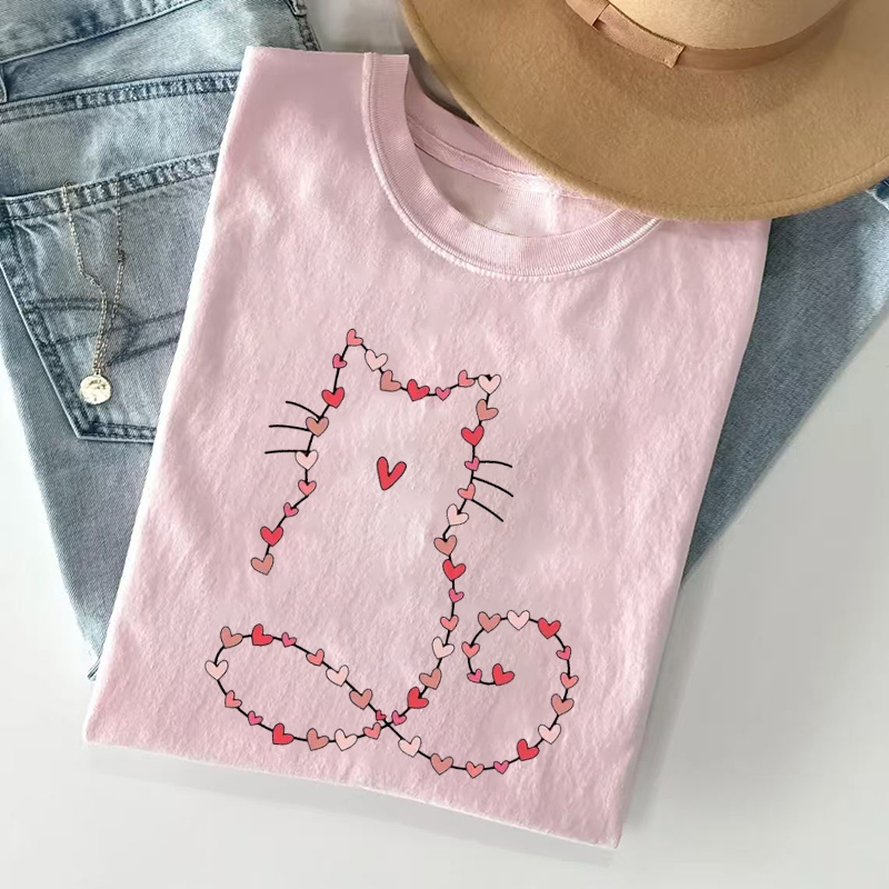 Cute Cat Heart Valentines T-shirt-Teevibe
