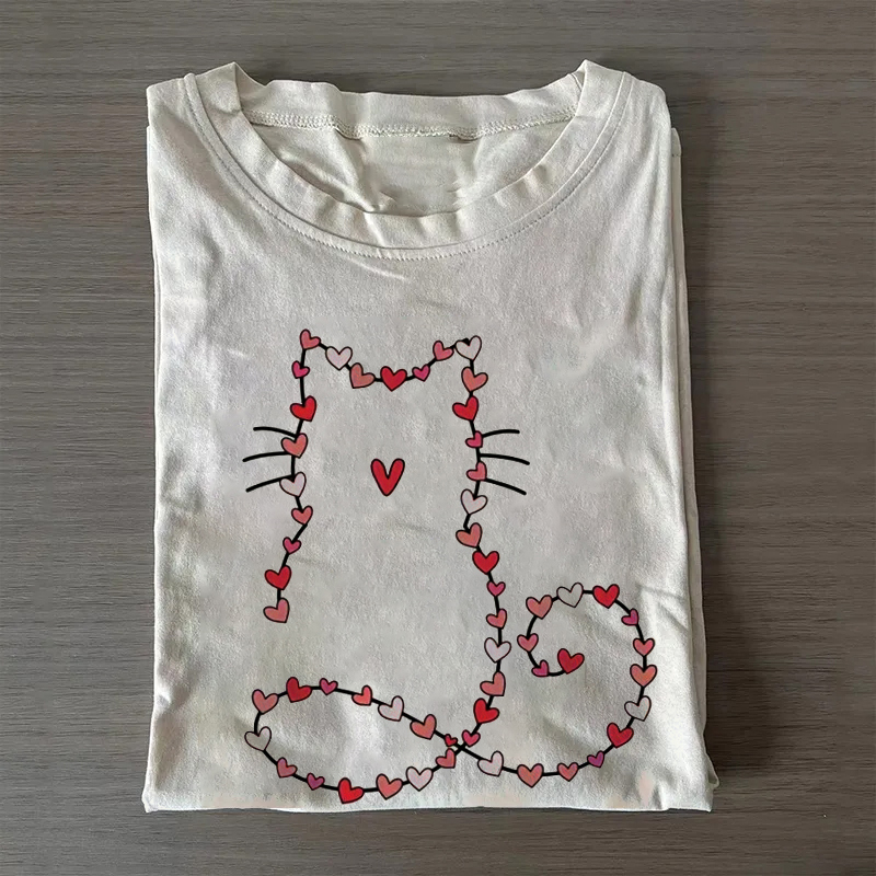 Cute Cat Heart Valentines T-shirt-Teevibe