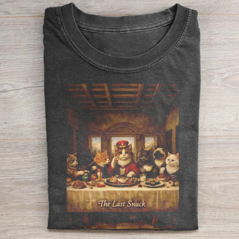 Funny Cat Last Supper T-shirt-Teevibe