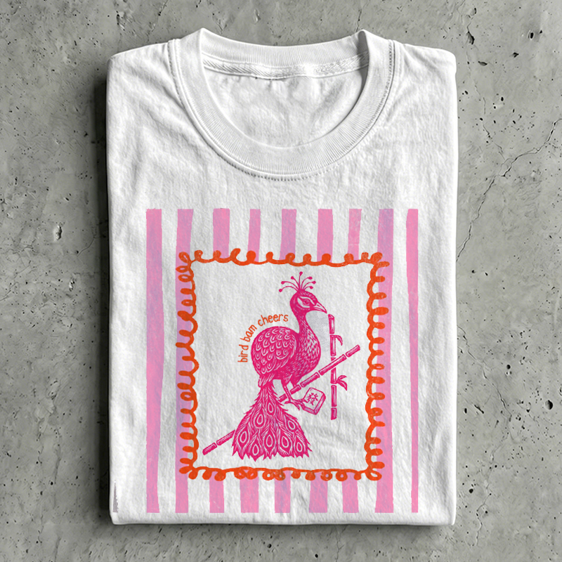 Mahjong Bird Bam Cheers Preppy T-shirt-Teevibe