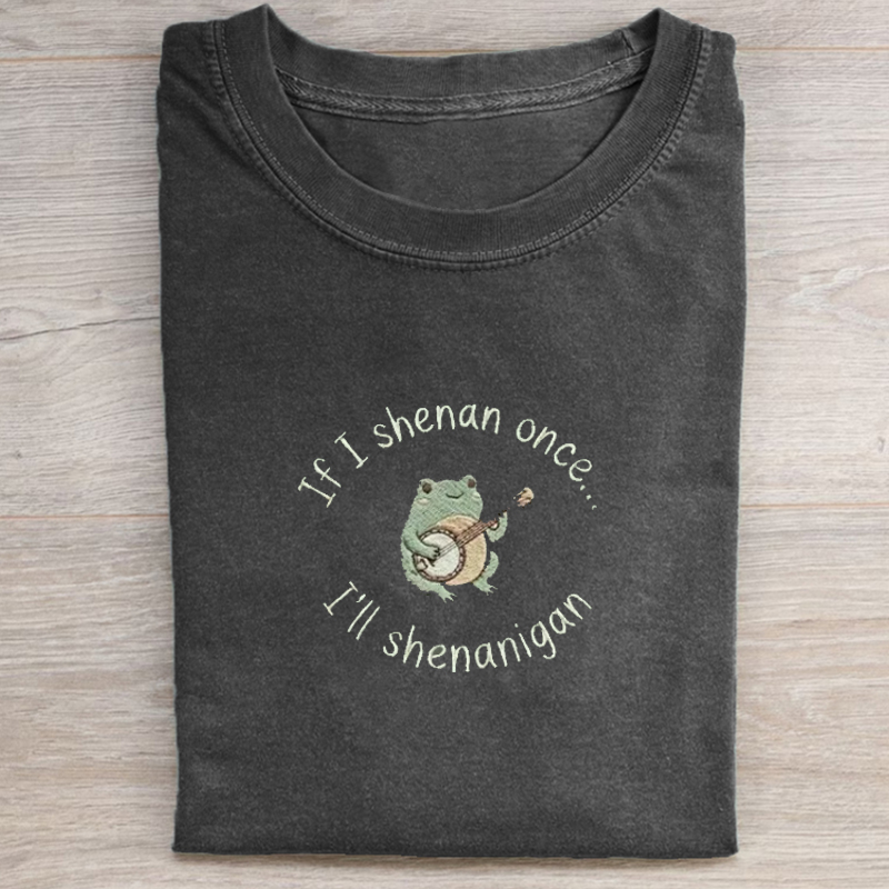 If I Shenan Once I'll Shenanigan Embroidered T-shirt-Teevibe