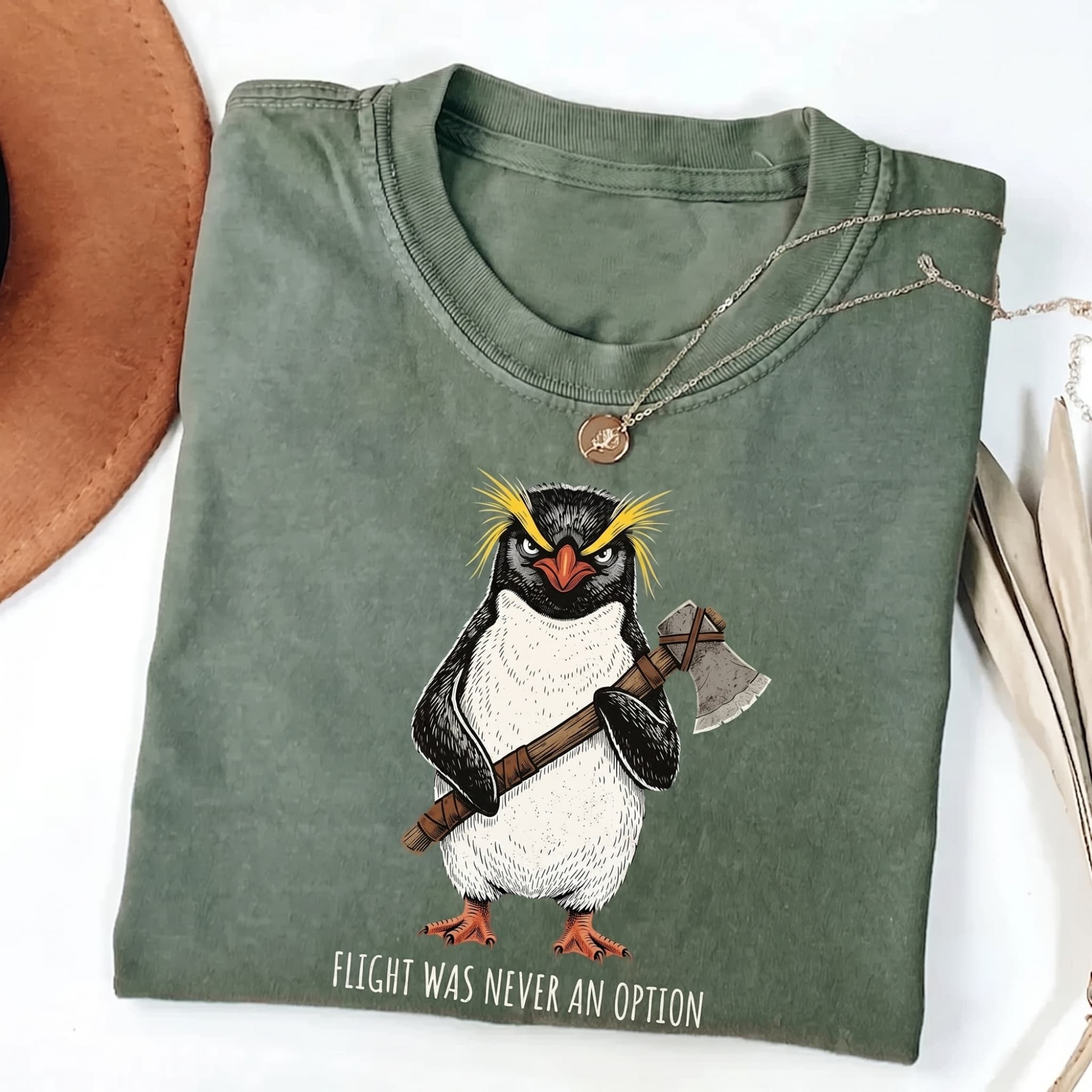 Flight Was Never an Option Comfort Penguin Meme T-shirt-Teevibe