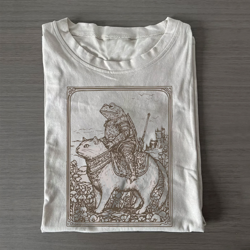 Medieval Frog on Cat T-shirt-Teevibe
