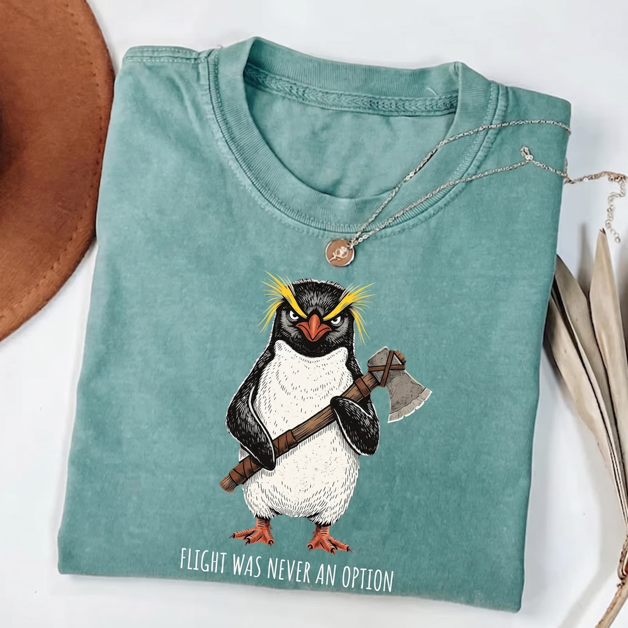Flight Was Never an Option Comfort Penguin Meme T-shirt-Teevibe