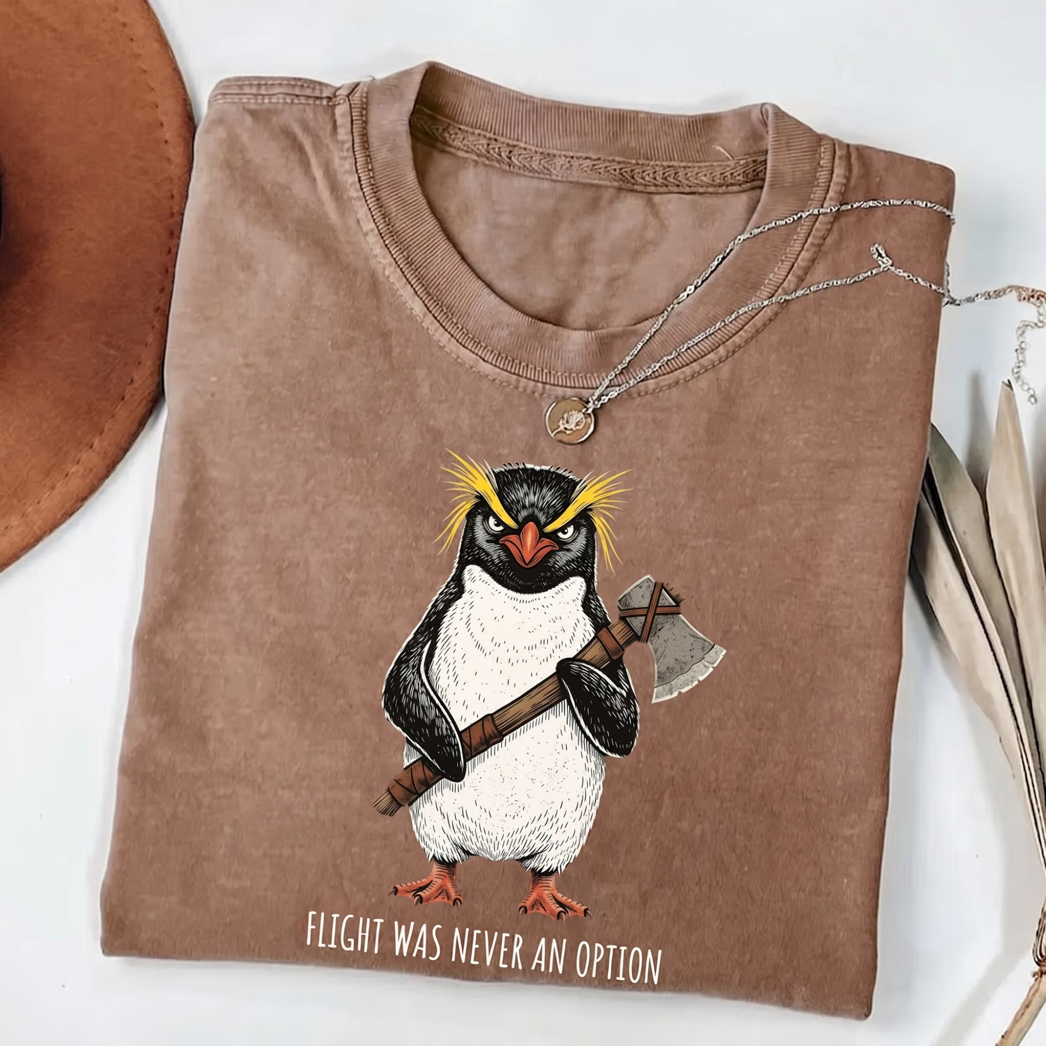Flight Was Never an Option Comfort Penguin Meme T-shirt-Teevibe