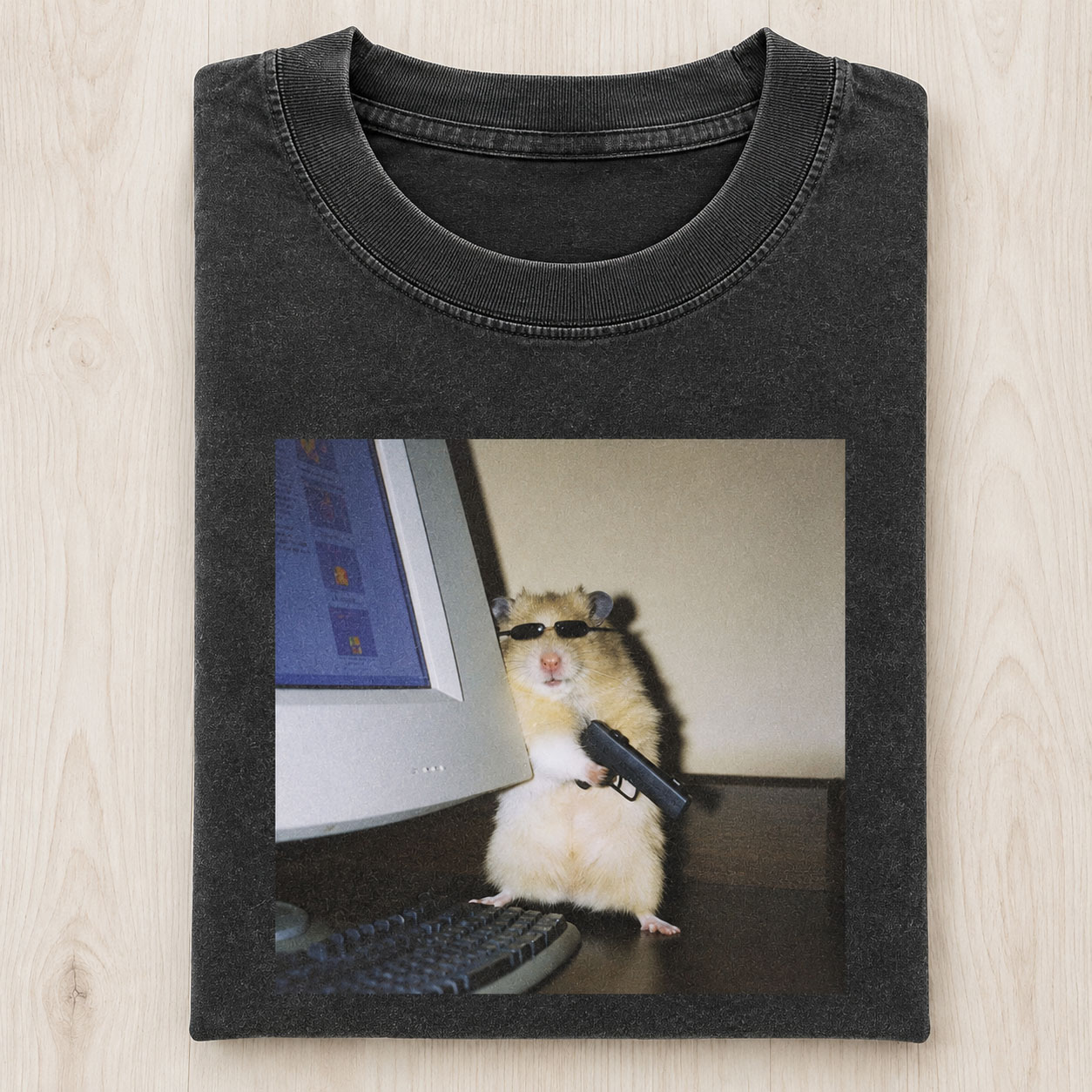 Sunglasses Hacker Hamster Meme Vintage Comfort Colors Tee-Teevibe