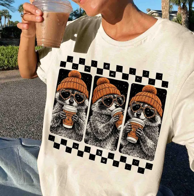 Pumpkin Spice Raccoon Vintage Graphic T-Shirt