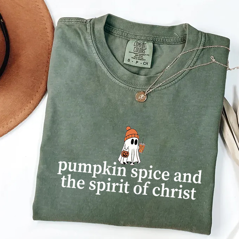 Cute Ghost Pumpkin Spice Coffee T-shirt-Teevibe