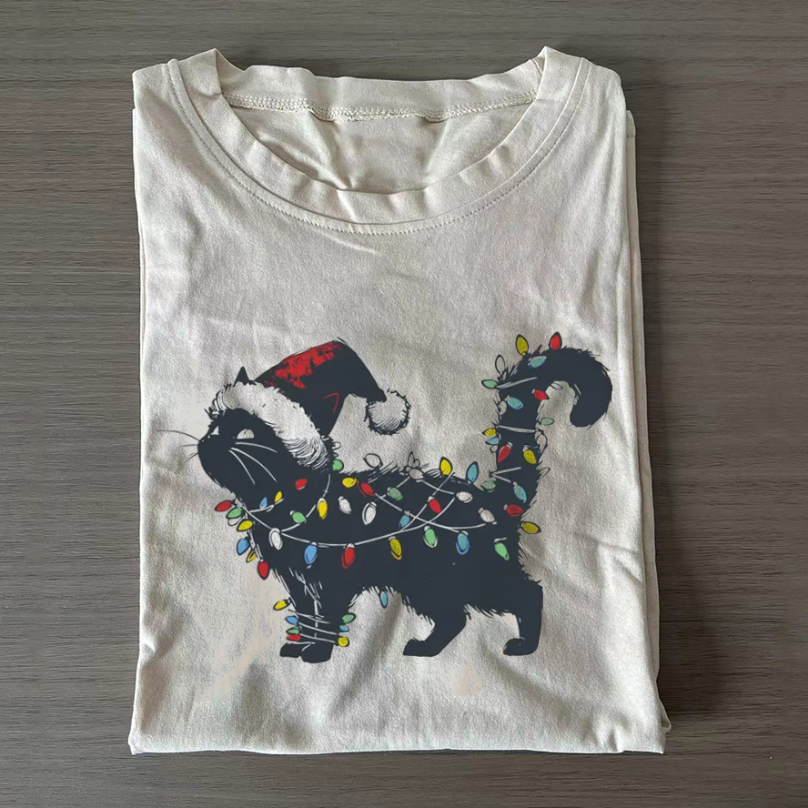Cute Cat Christmas T-shirt-Teevibe