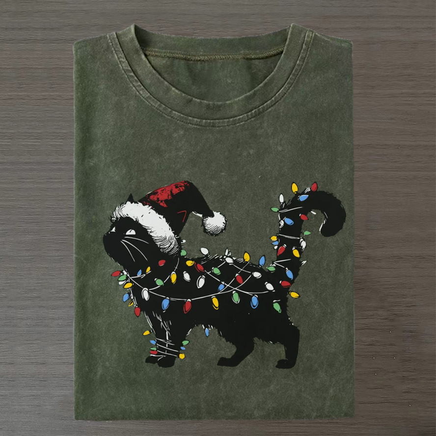Cute Cat Christmas T-shirt-Teevibe