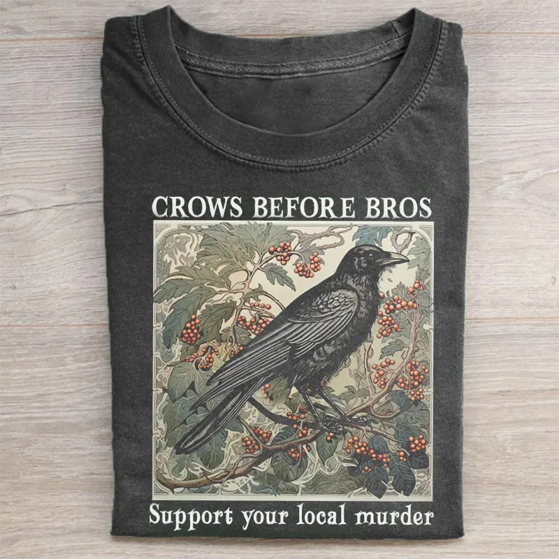 Crows Before Bros Vintage T-Shirt-Teevibe