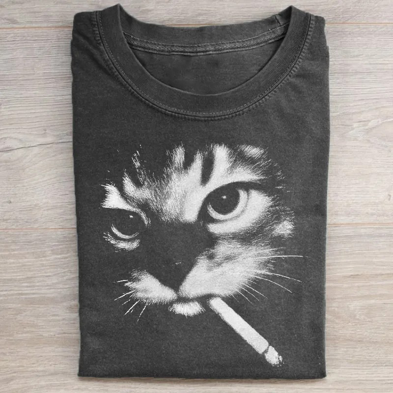 Funny Smoking Cat Meme T-shirt-Teevibe