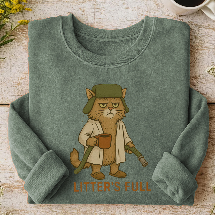 Litter's Full Christmas Vacation Cat Sweatshirt-Teevibe