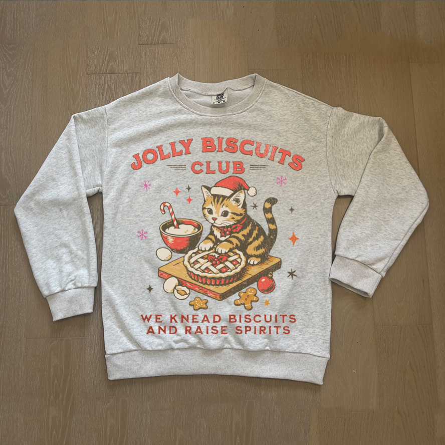 Christmas Cat Baking Sweatshirt-Teevibe